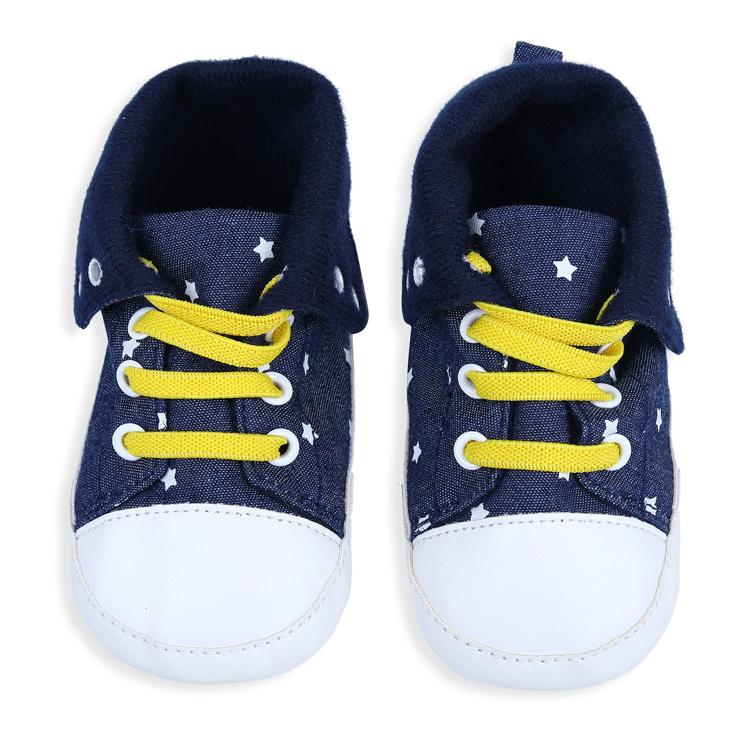 Baby Moo Star High Top Foldable Denim Casual Sneaker Booties - Blue