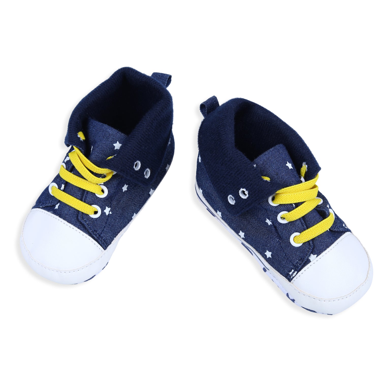 Baby Moo Star High Top Foldable Denim Casual Sneaker Booties - Blue