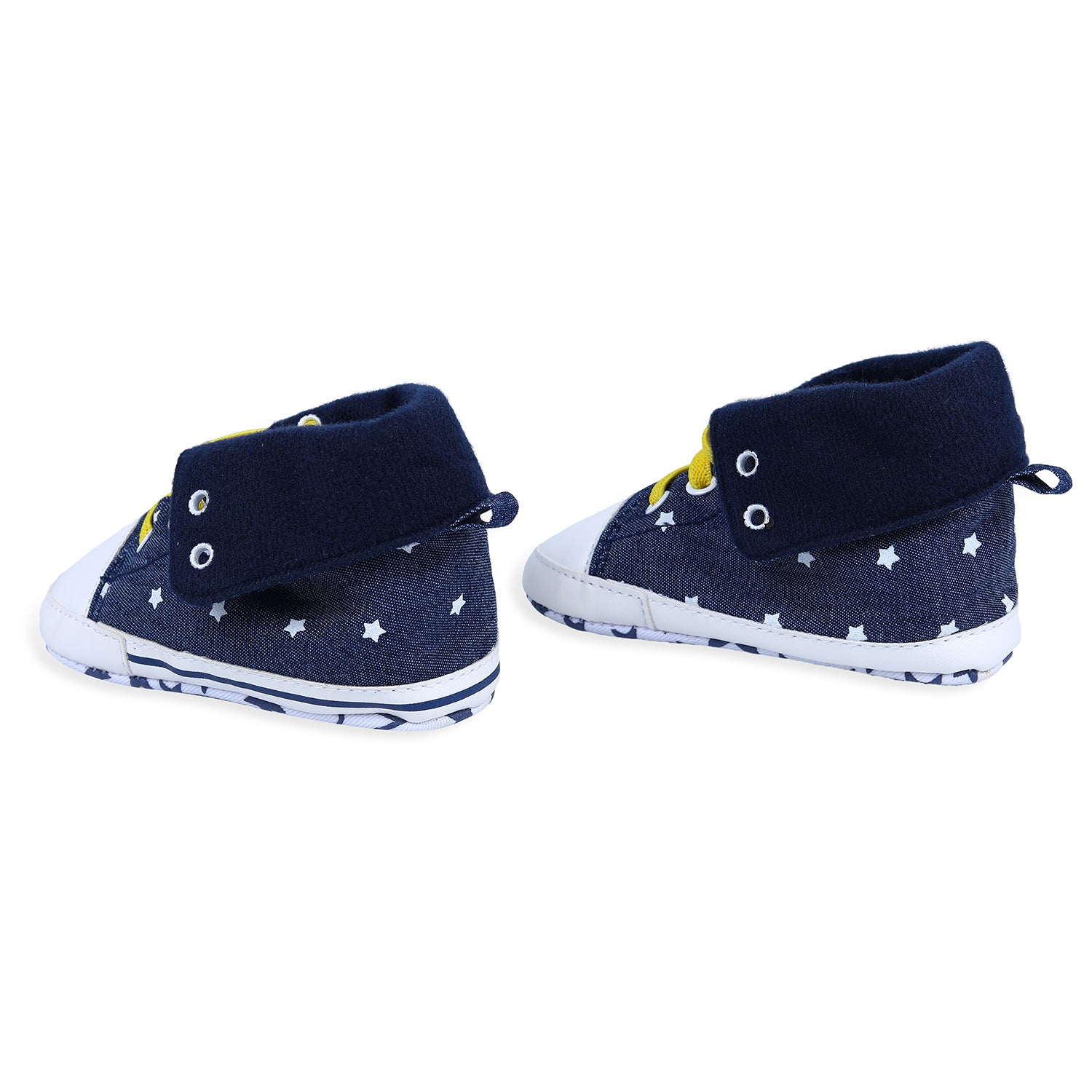 Baby Moo Star High Top Foldable Denim Casual Sneaker Booties - Blue