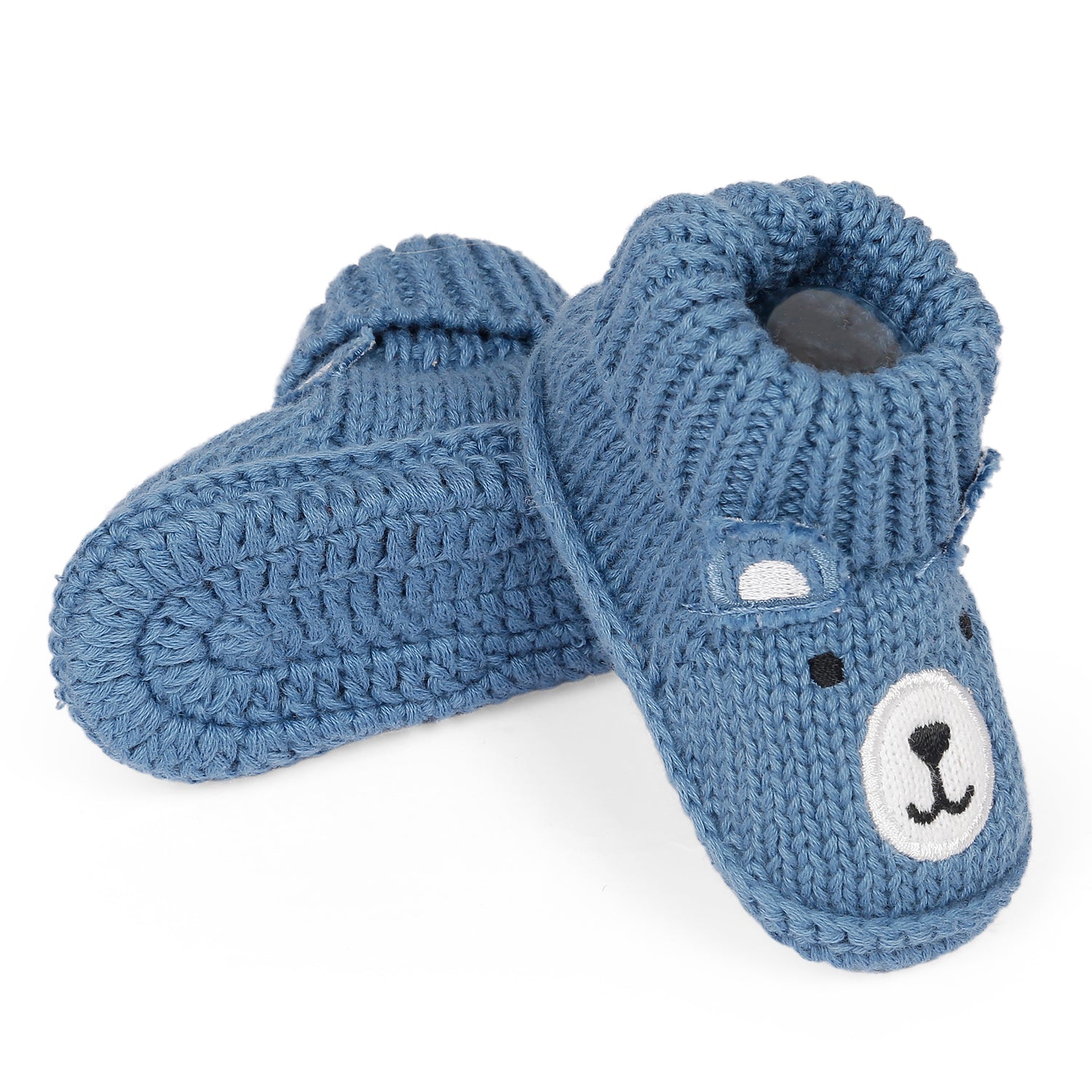 Baby Moo BFF Bear Newborn Crochet Socks Booties - Blue