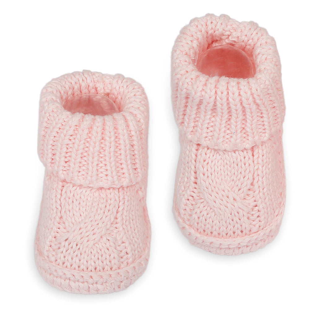 Baby Moo Knitted Newborn Crochet Socks Booties - Peach