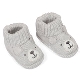 Baby Moo Bear Newborn Crochet Socks Booties - Grey