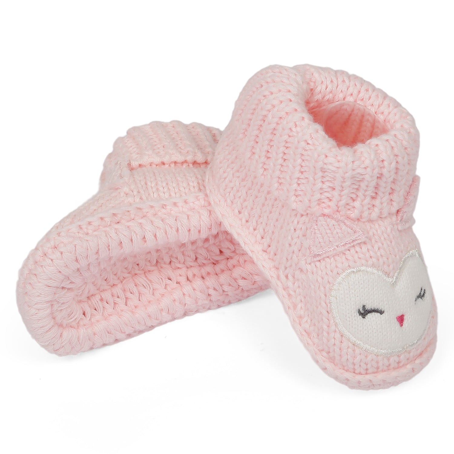 Baby Moo Blushing Newborn Crochet Socks Booties - Pink
