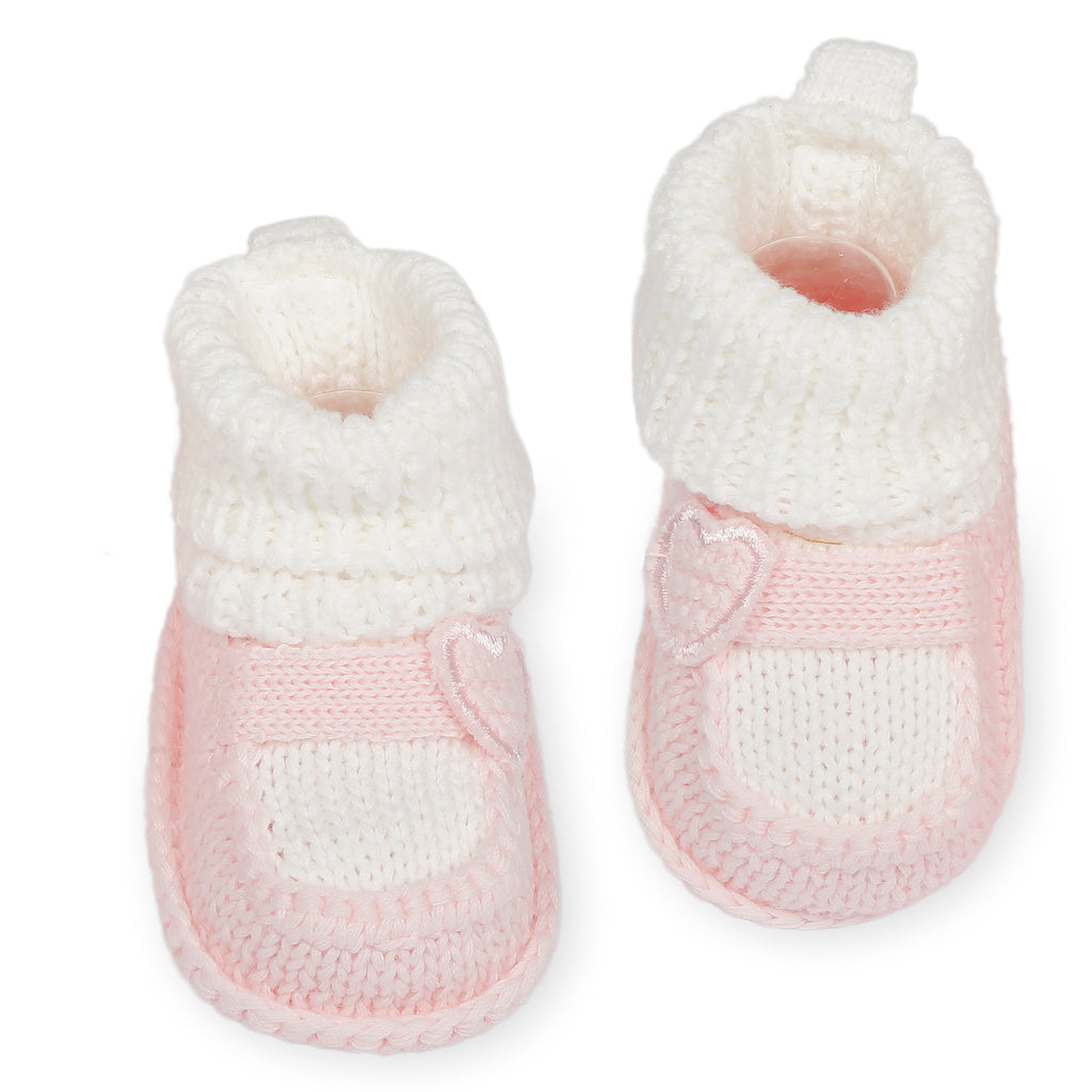Baby Moo Sweetheart Newborn Crochet Socks Booties - Pink