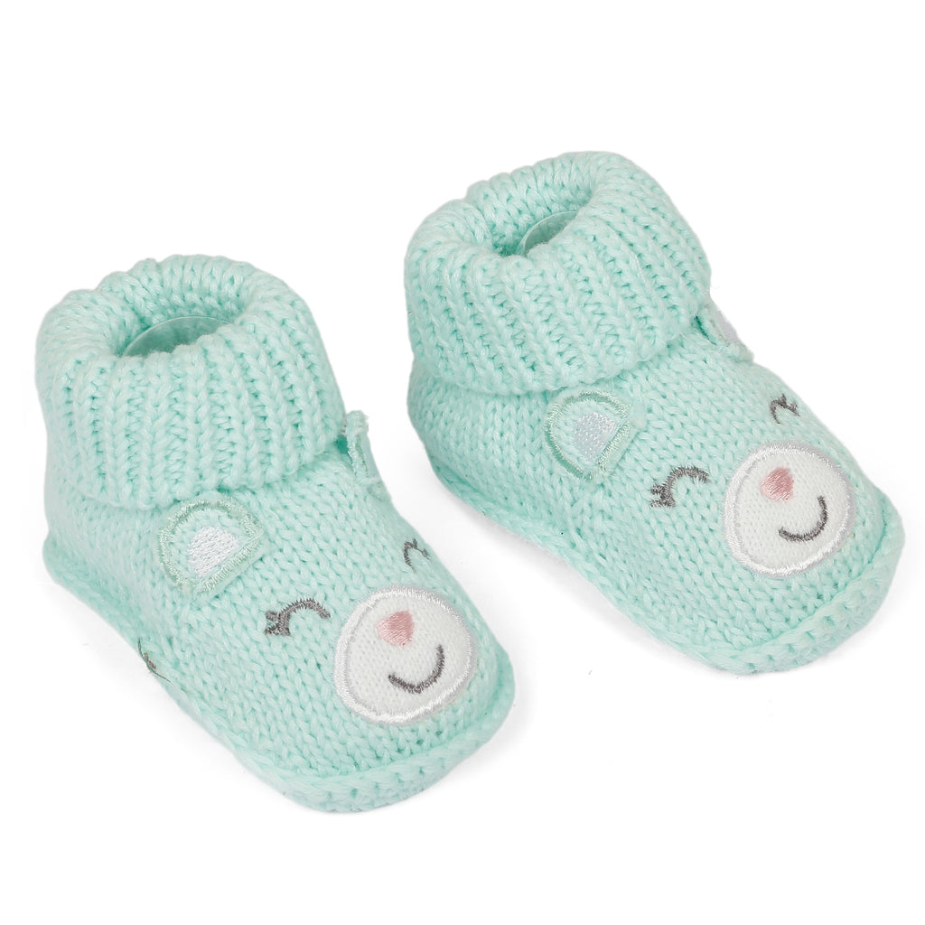 Baby Moo Blushing Newborn Crochet Socks Booties - Mint Green