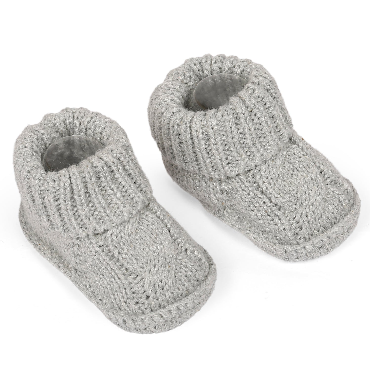 Baby Moo Solid Newborn Crochet Socks Booties - Grey