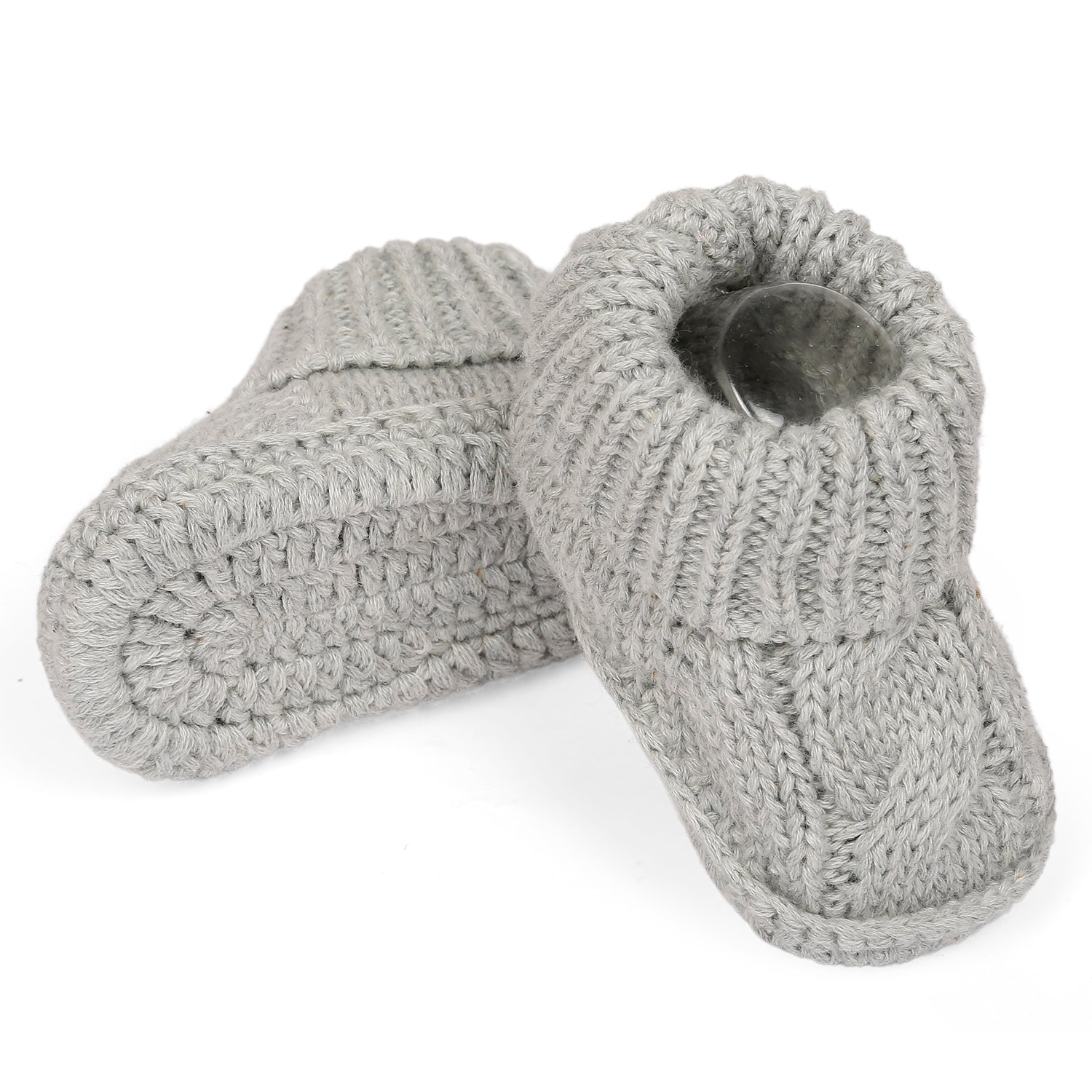 Baby Moo Solid Newborn Crochet Socks Booties - Grey