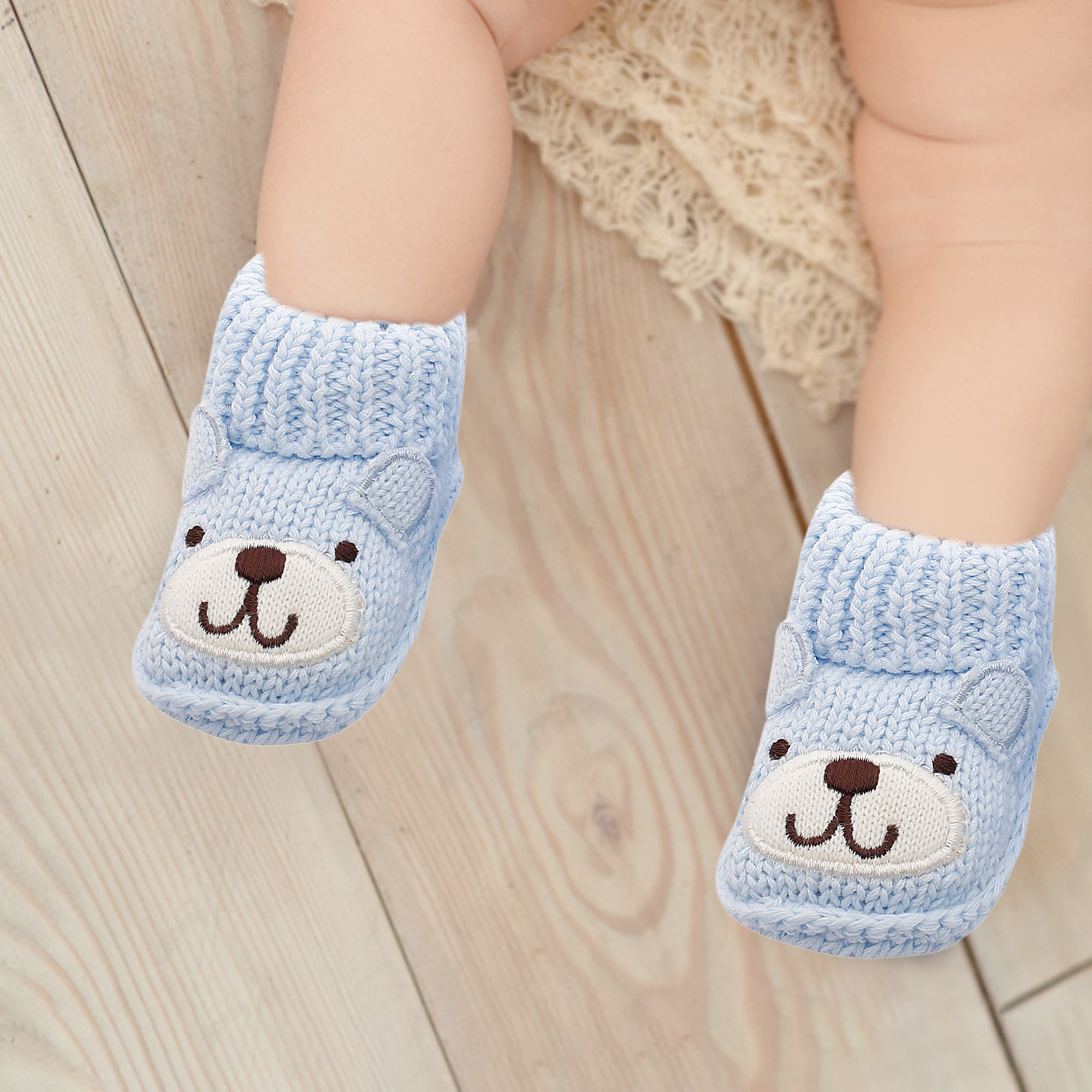 Baby Moo Bff Bear Blue Socks Booties