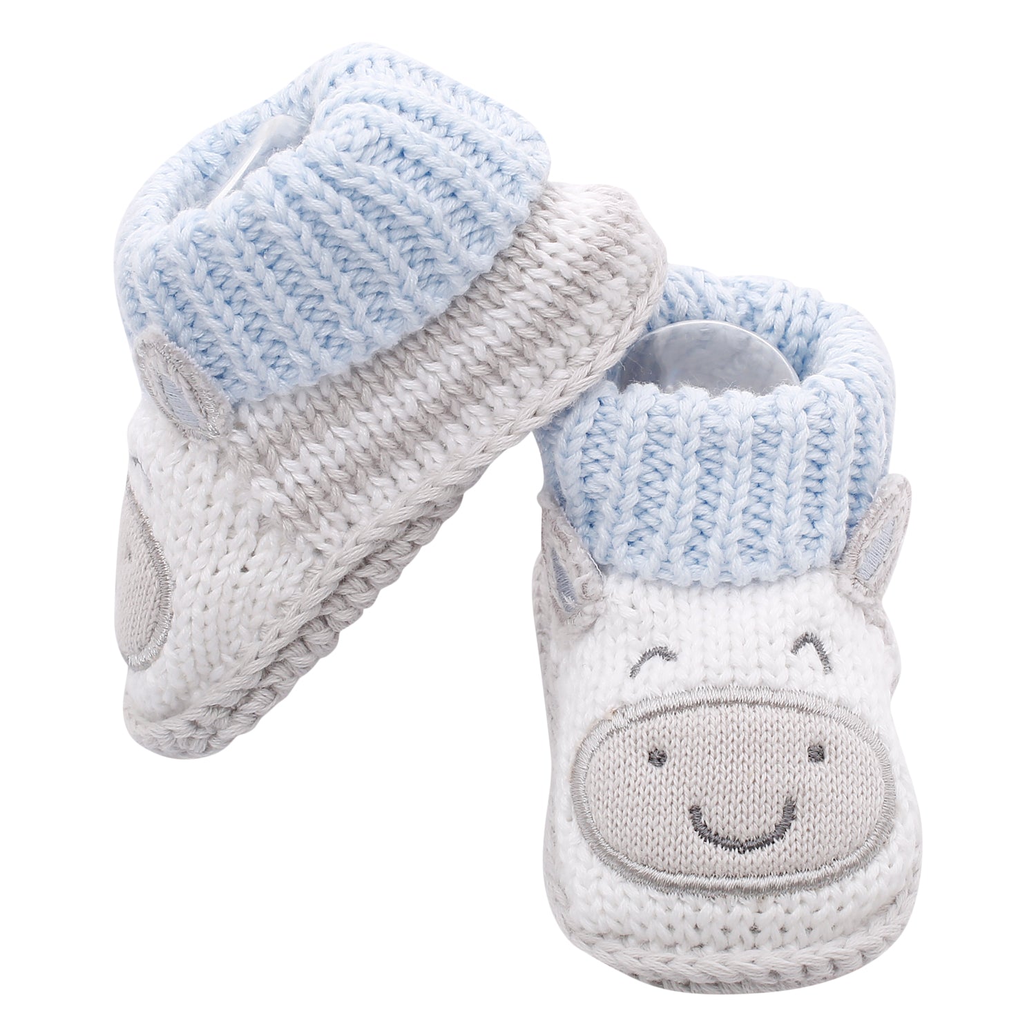 Baby Moo Cute Blue And Grey Socks Booties
