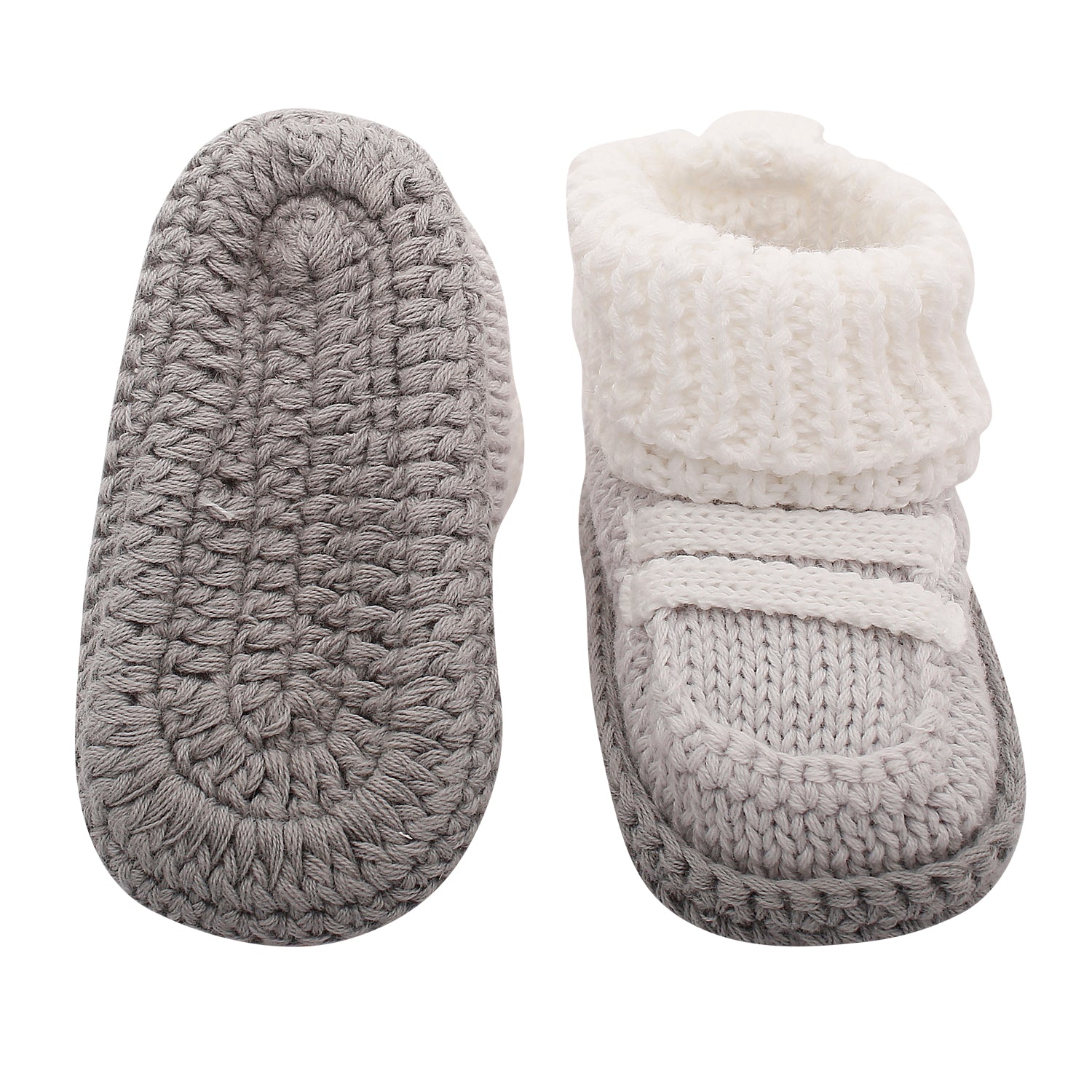 Baby Moo Smart White And Grey Socks Booties