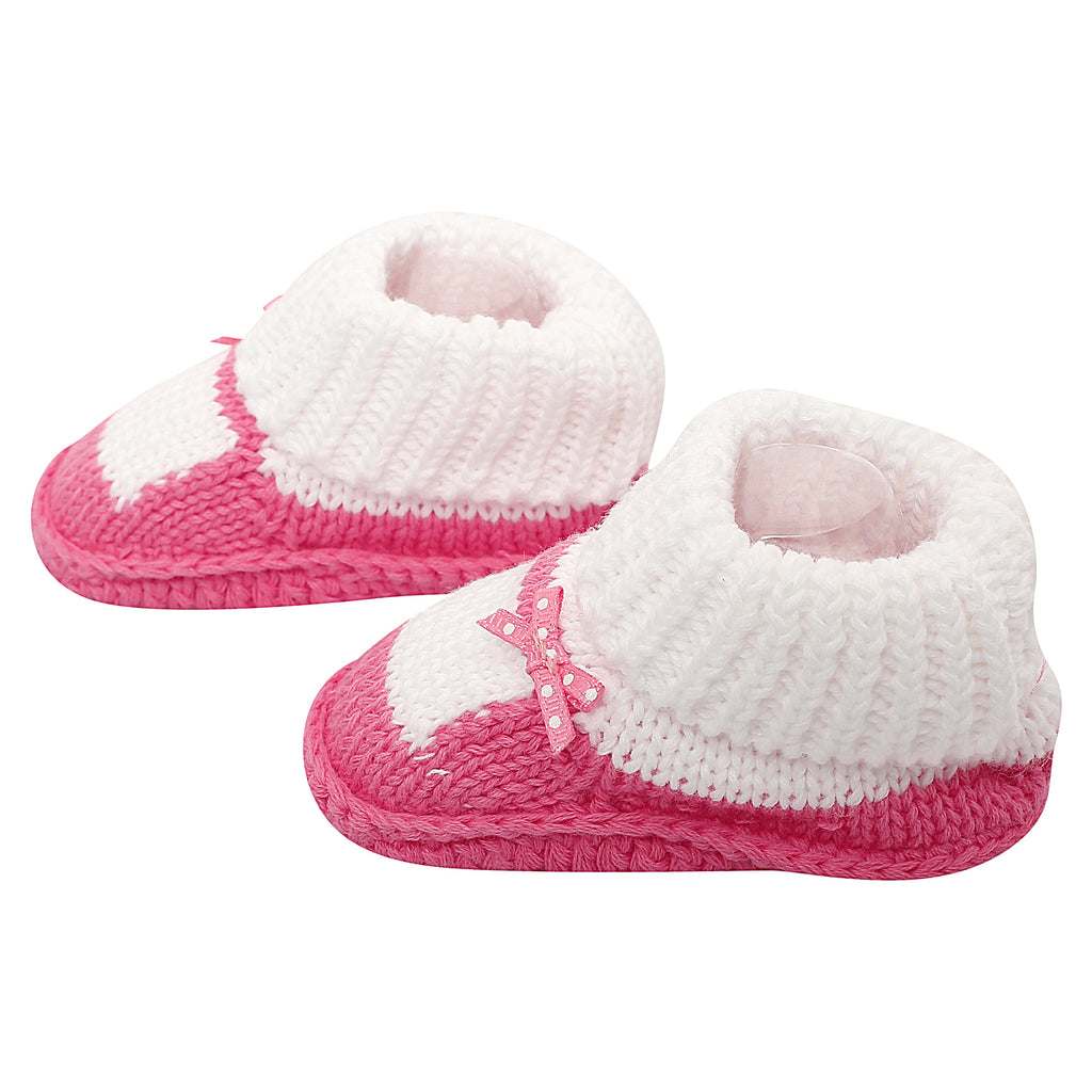 Baby Moo Sweet Bows White And Pink Socks Booties