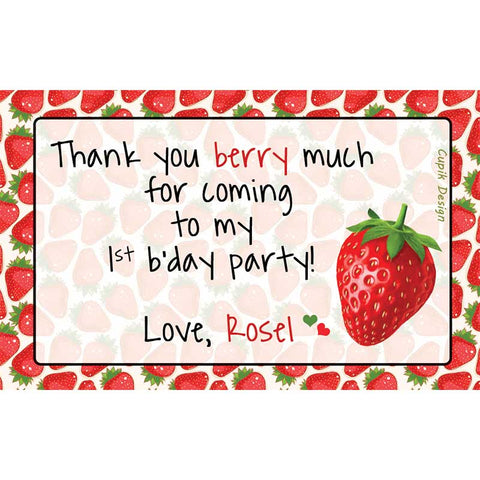 Personalised Strawberry Return Gift Labels - Set of 20