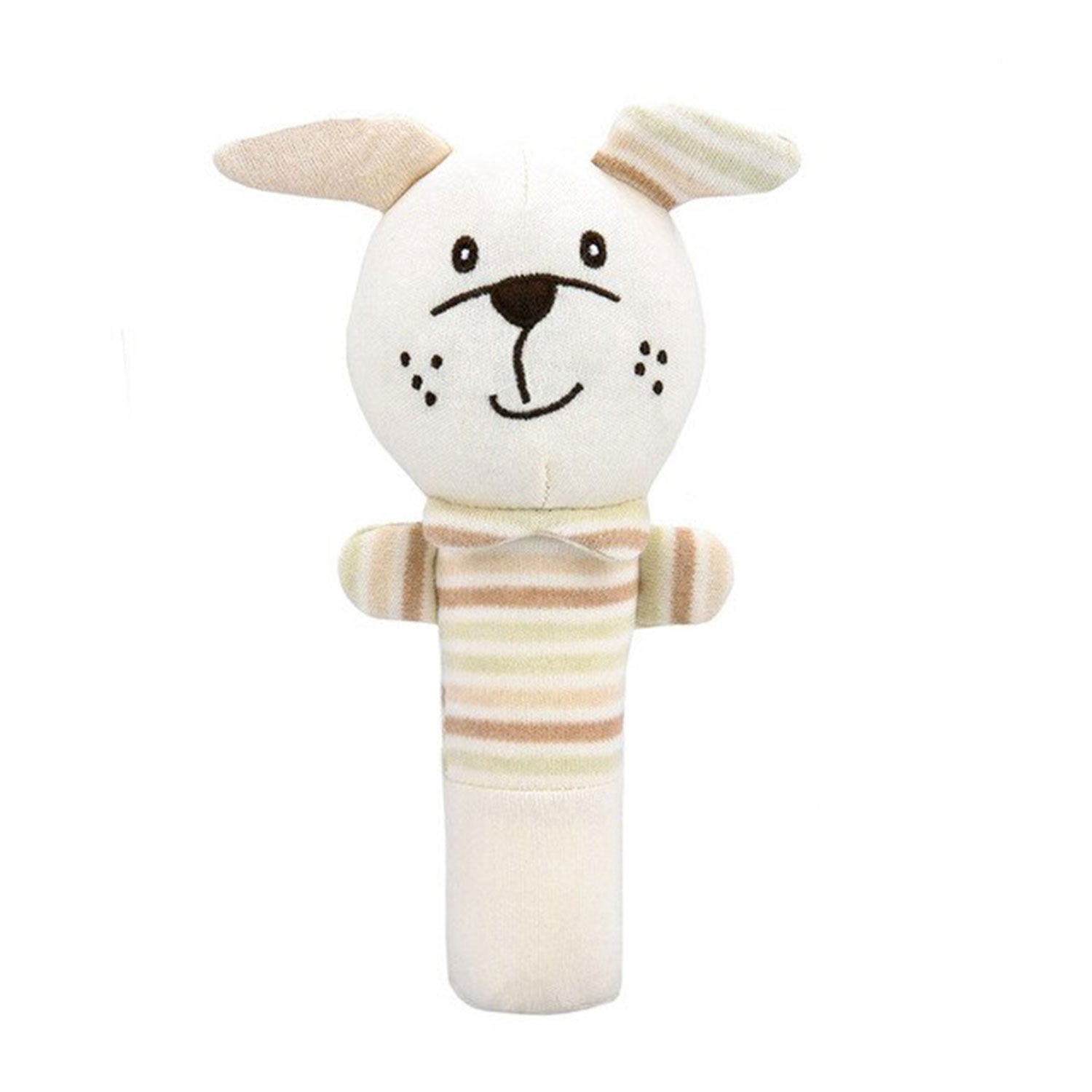 Baby Moo Puppy Love 2 Pack Squeaker Handheld Rattle Toy - Cream
