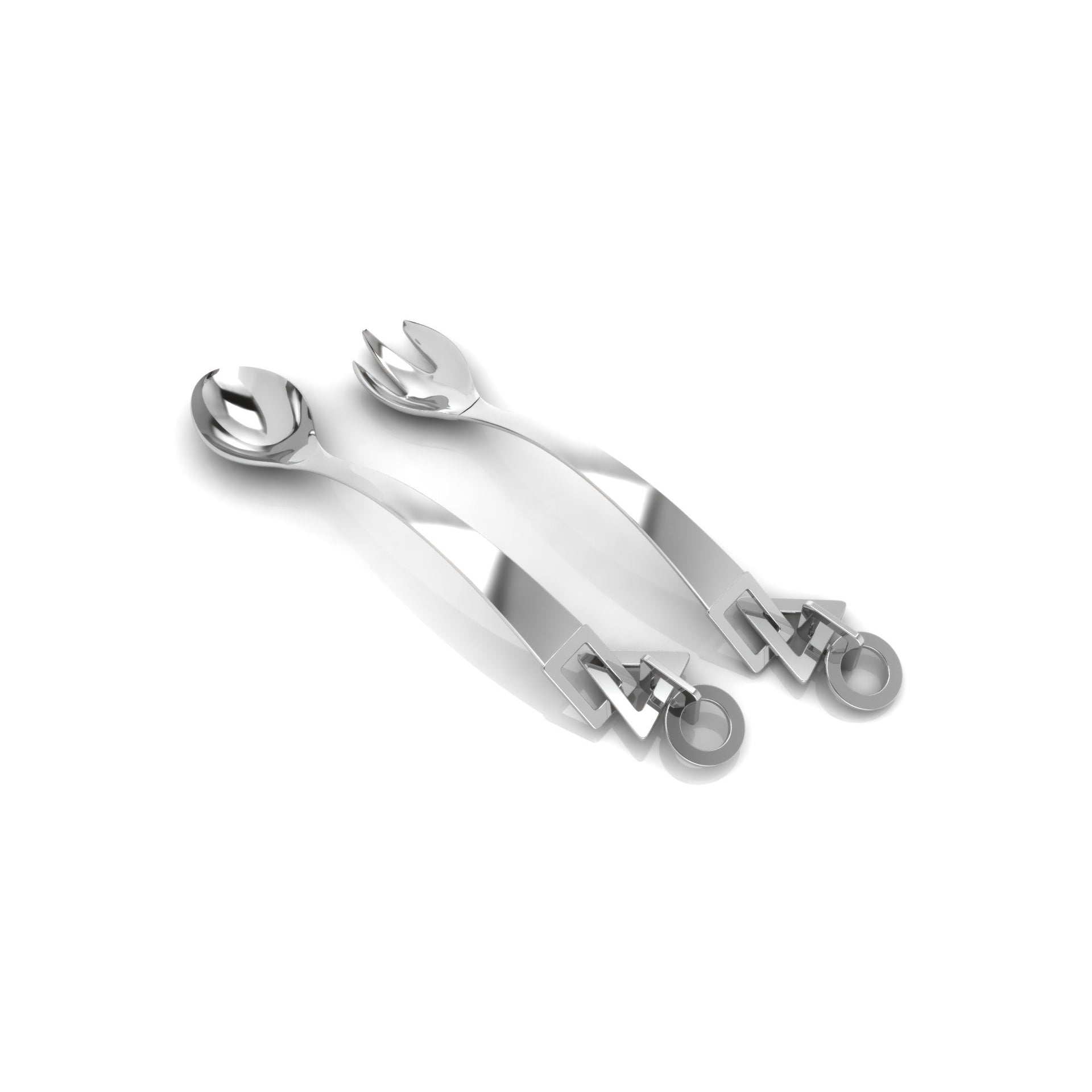 Sterling Silver Spoon/Fork Set - Shapes