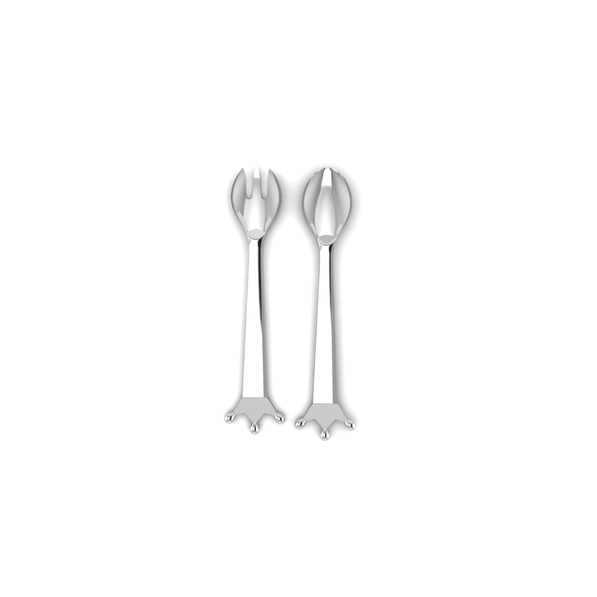 Sterling Silver Feeding Spoon & Fork Set - Majestic