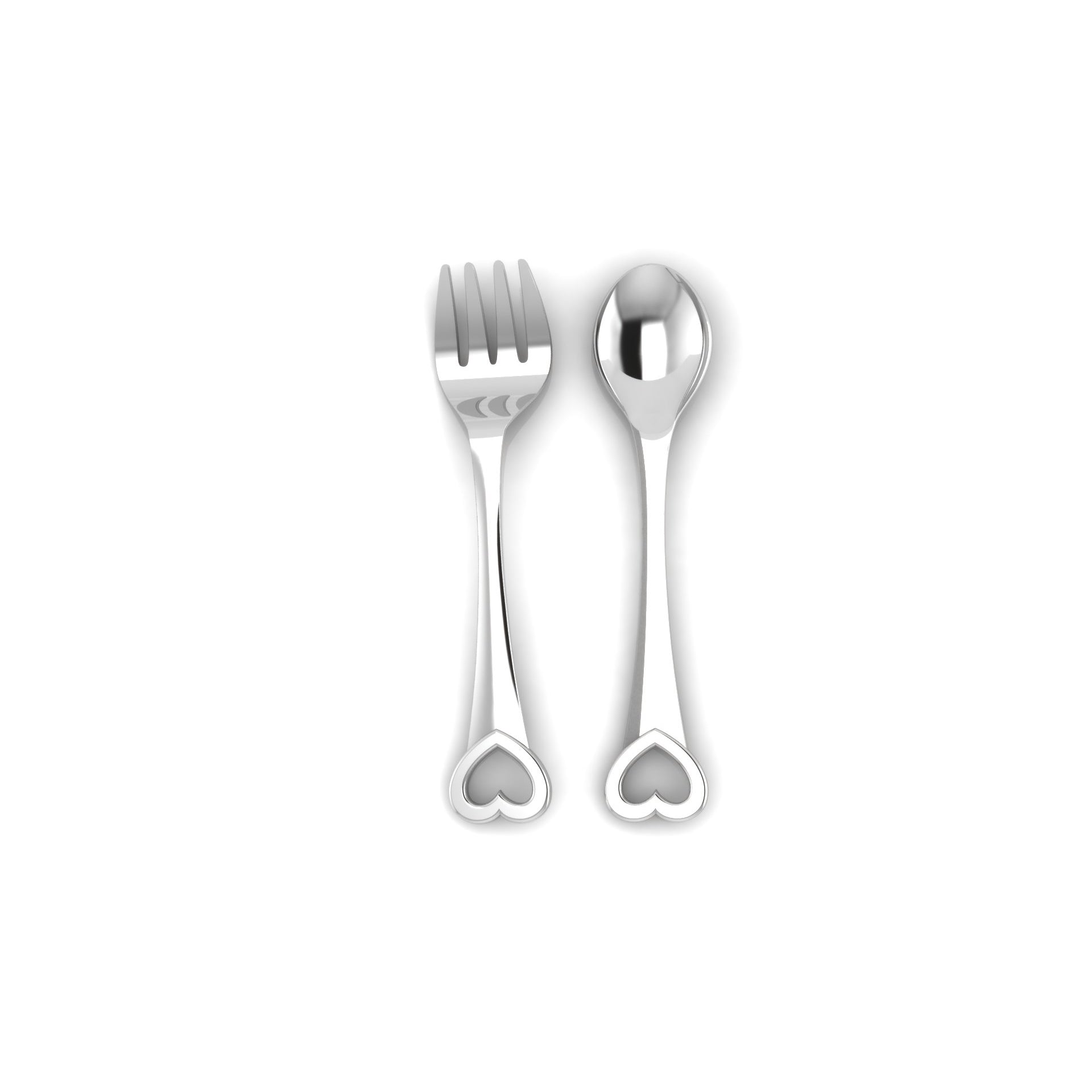 Sterling Silver Feeding Spoon & Fork Set - Heart