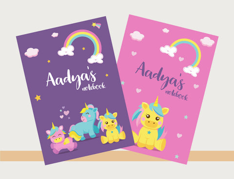 Personalised Notebooks - Baby Unicorn, Set of 2
