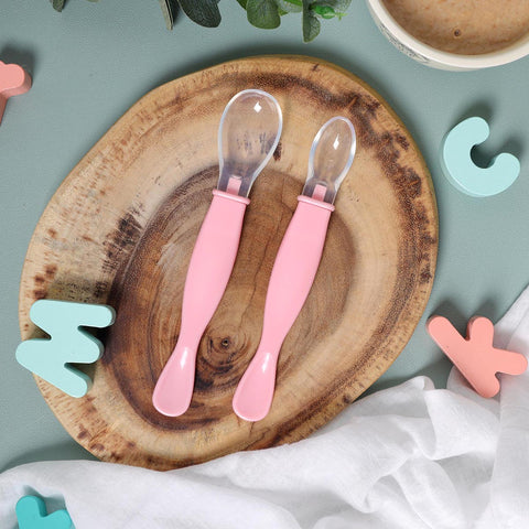 Baby Pink Soft Silicone Spoon - 2 pack