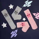 Baby Stars Cozy Socks - Pink & Grey (12-24M)