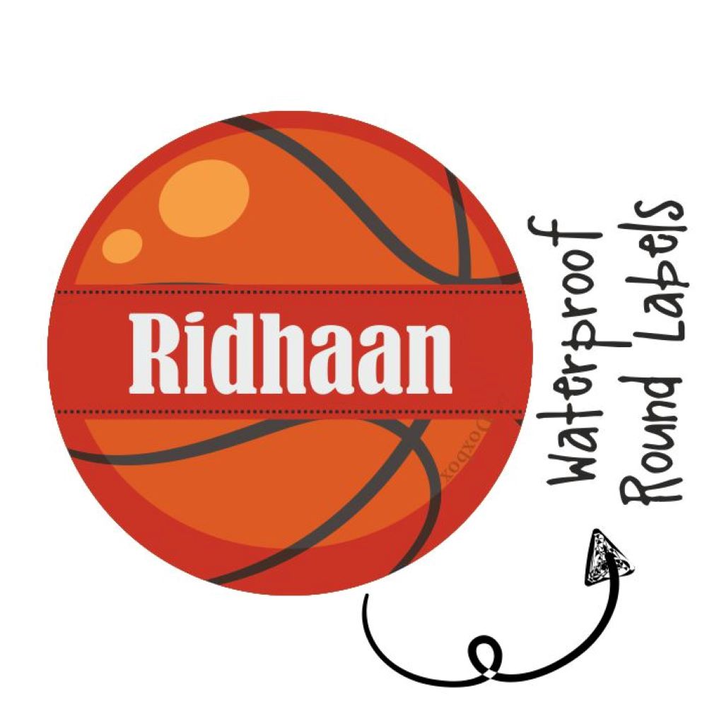 Round Waterproof Labels - Basketball