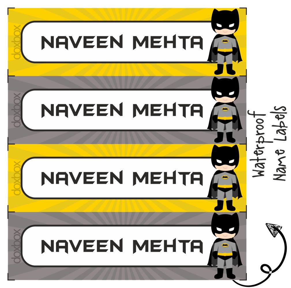 Personalised Water Proof Labels - Batman