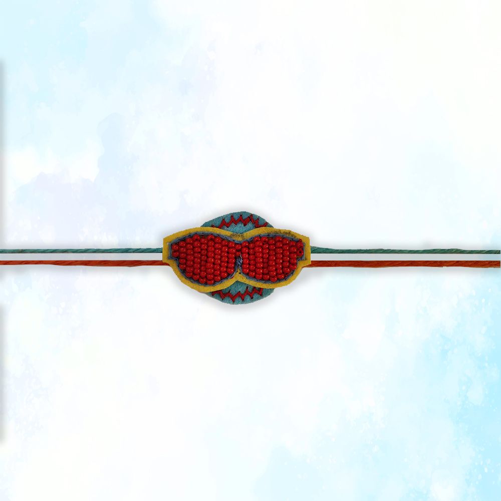 Beaded Specs Rakhi - Orange Yellow