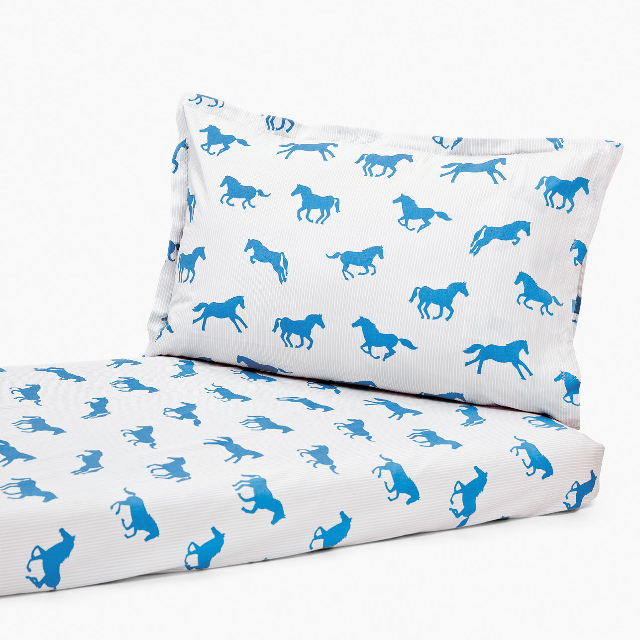 Bedsheet Set - Blue Horse, Single/Double Bed Sizes Available