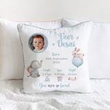 Birth Statistics Cushion - Ellie - Blue