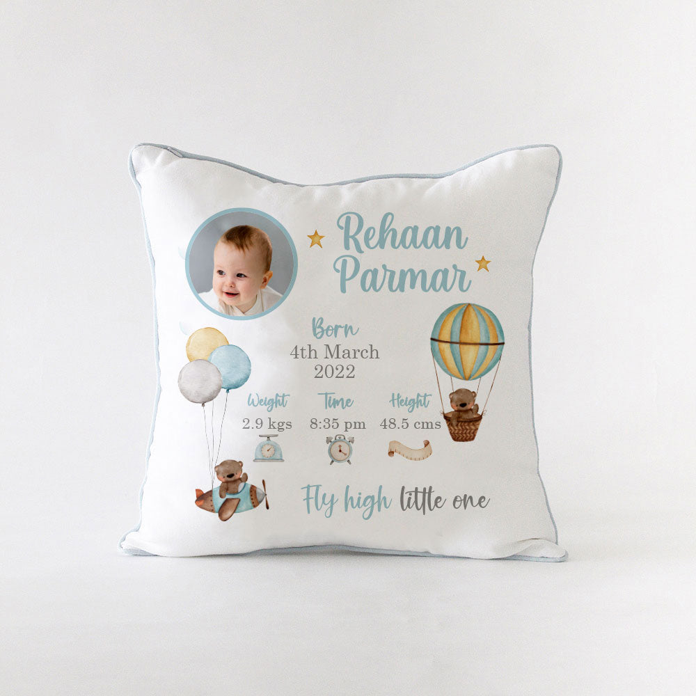 Birth Statistics Cushion - Fly High