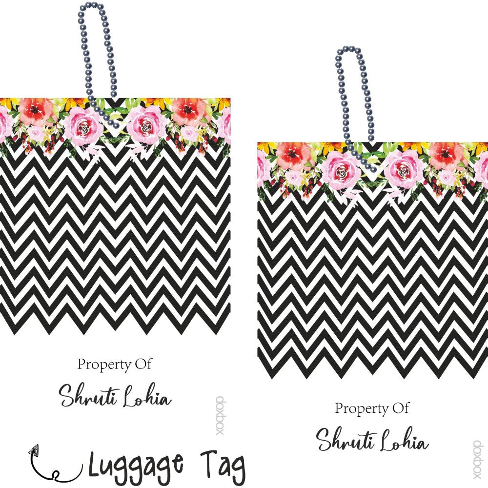 Luggage Tag - Black Zig Zag