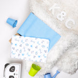 Kicks & Crawl - Blue Baby Animals Waterproof Bed Sheet - 2 Pack
