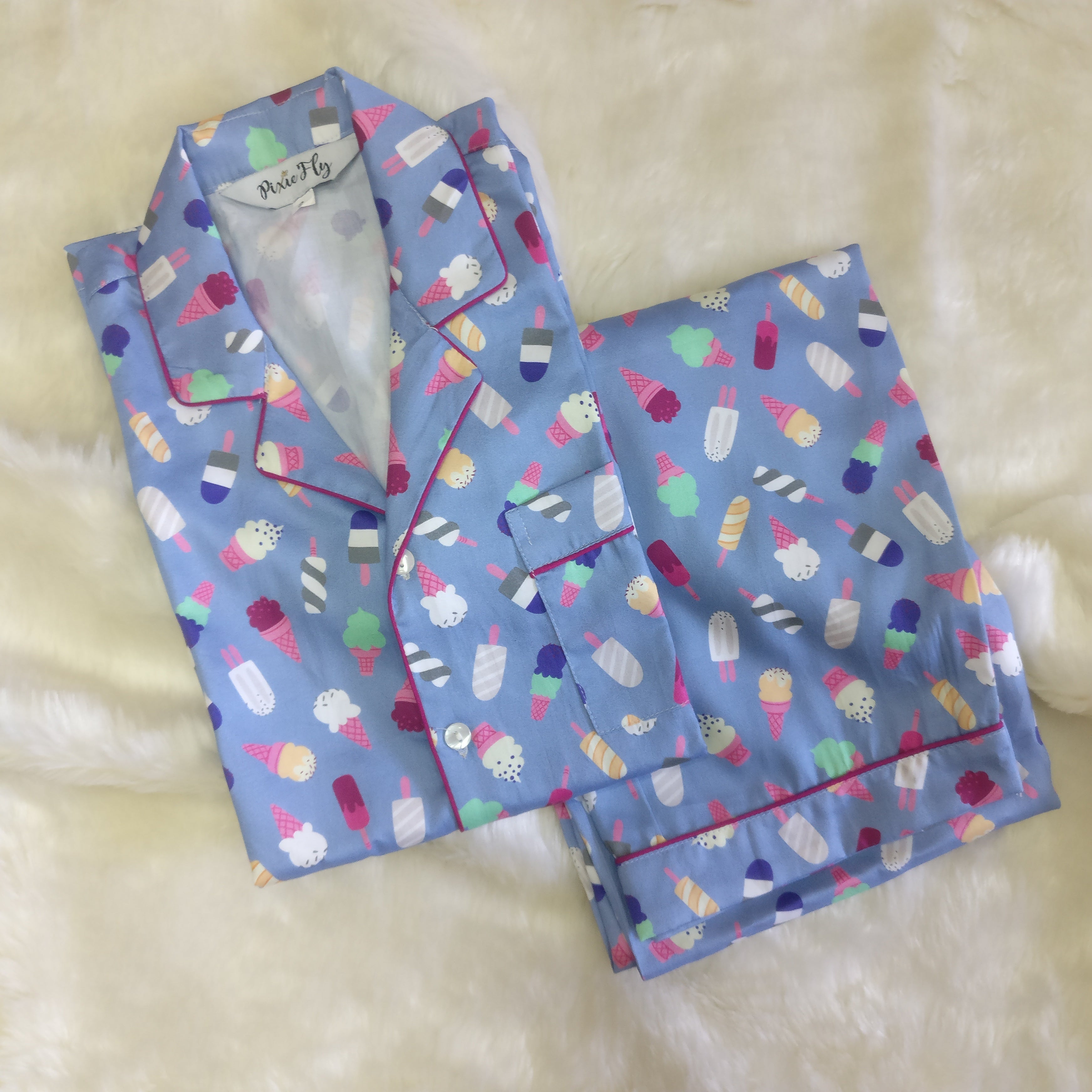 Adult Pyjama Set - Blue Icecream, For Women