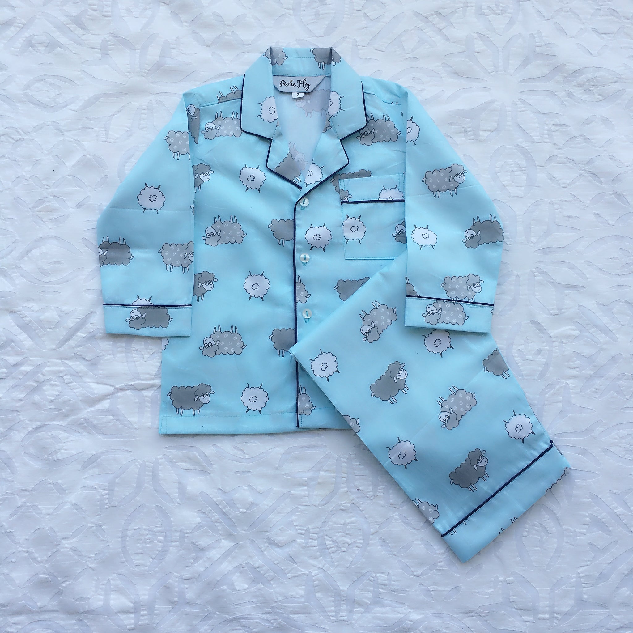 Adult Pyjama Set - Blue Sheep , For Women
