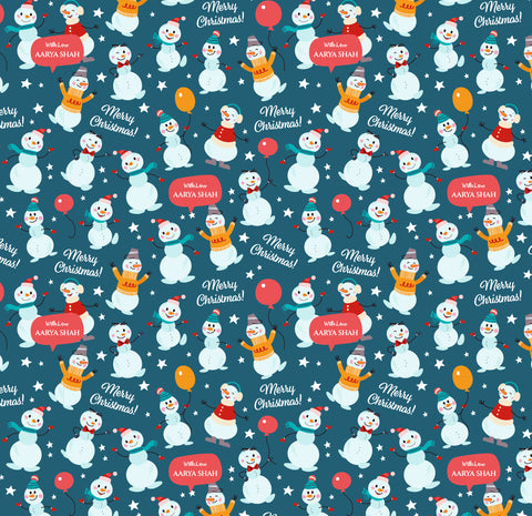 Personalised Wrapping Paper 19 x 26.5" - Blue Snowman, Set of 5