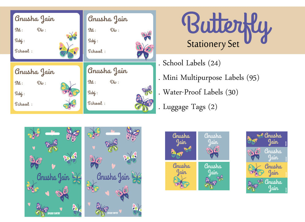 Label Set - Butterfly, 146 labels and 2 bag tags