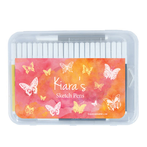 Personalised Aqua Sketch Pens - Butterfly