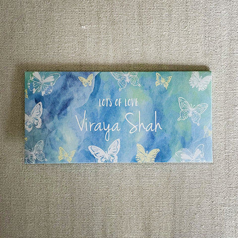 Personalised Cash Envelopes - Butterfly Blue, Set Of 24
