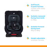 Joie Tilt Car Seat - Navy Blazer, Child seat Faces Rearward up to 18kg and Forward from 9-18kg