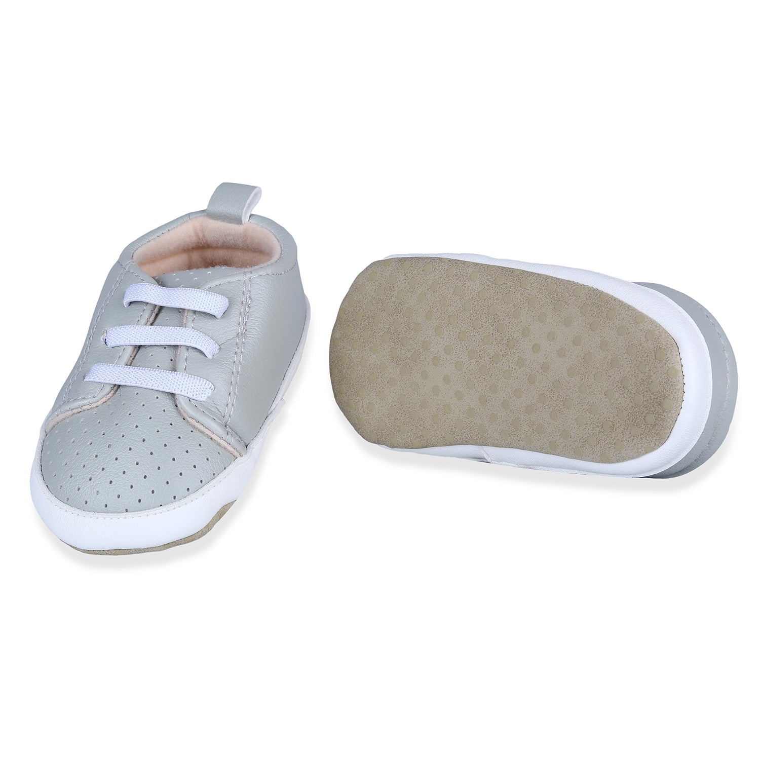 Baby Moo Lace-Up Comfortable And Breathable Infant Anti-Slip Sneaker Shoes - Grey