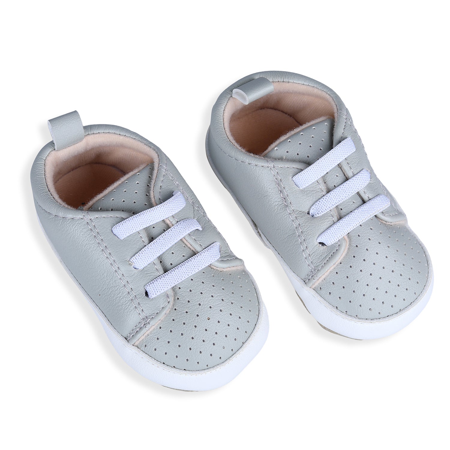 Baby Moo Lace-Up Comfortable And Breathable Infant Anti-Slip Sneaker Shoes - Grey