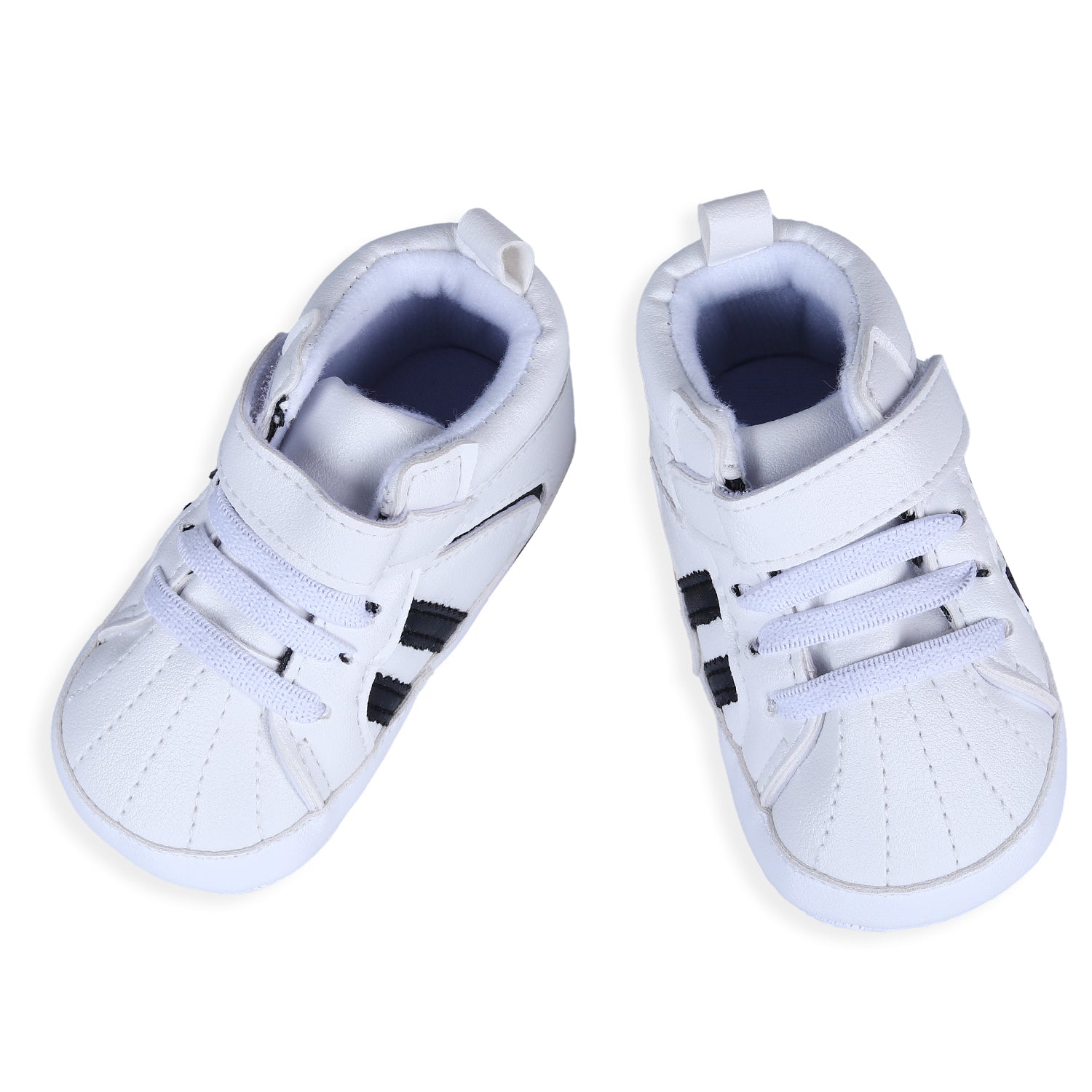 Baby Moo Classic Stripes Comfortable And Breathable Anti-Slip Sneaker Shoes - White