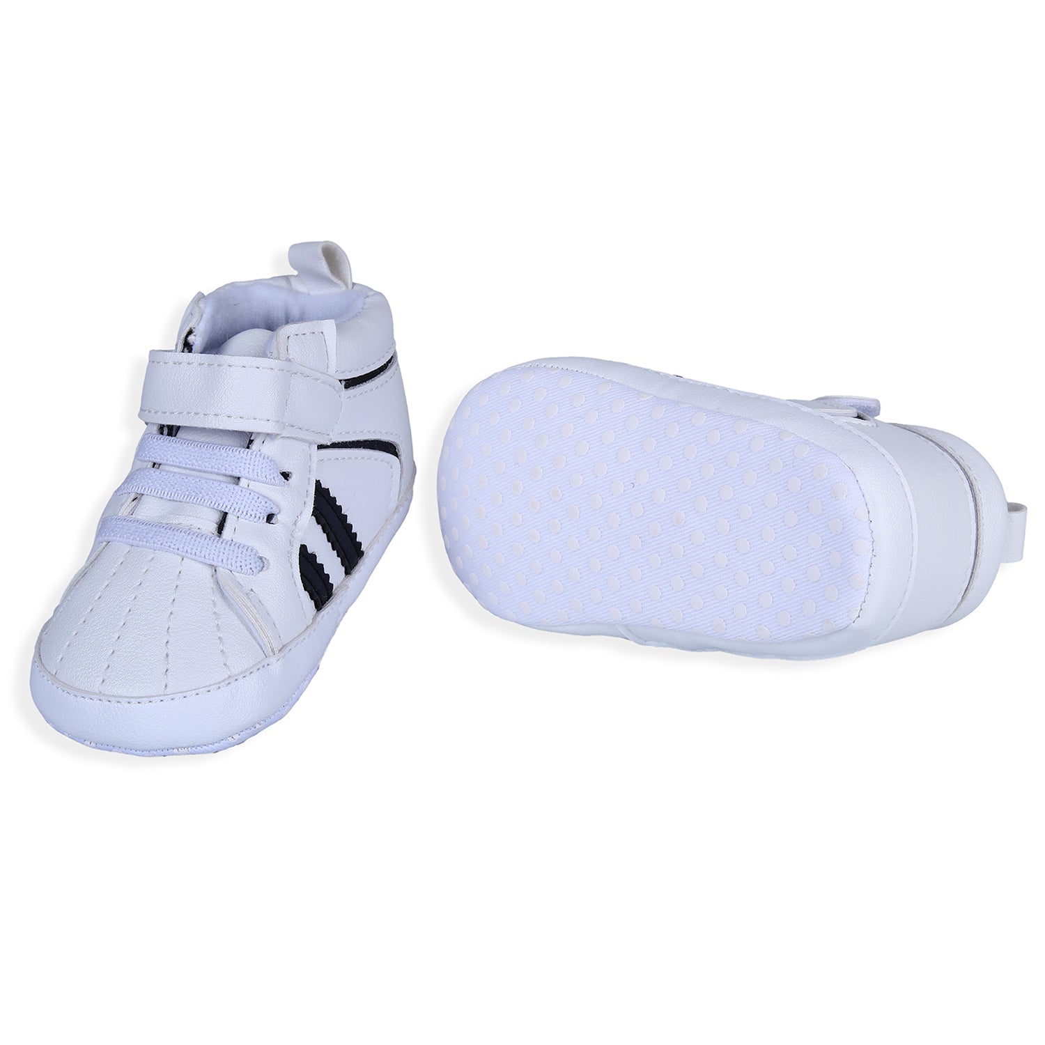 Baby Moo Classic Stripes Comfortable And Breathable Anti-Slip Sneaker Shoes - White