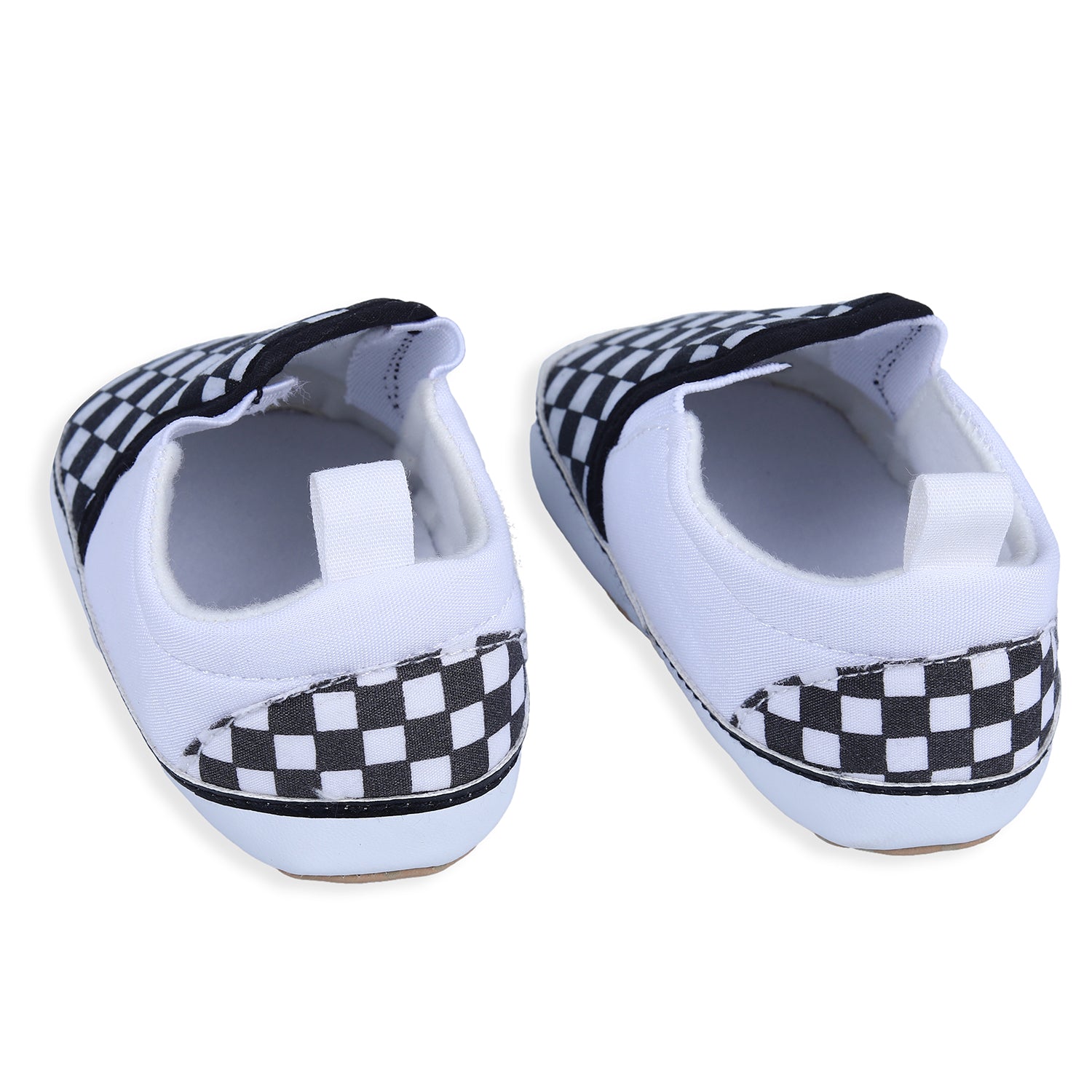 Baby Moo Classic Checkerboard Signature Comfortable Slip-On Booties - Black And White