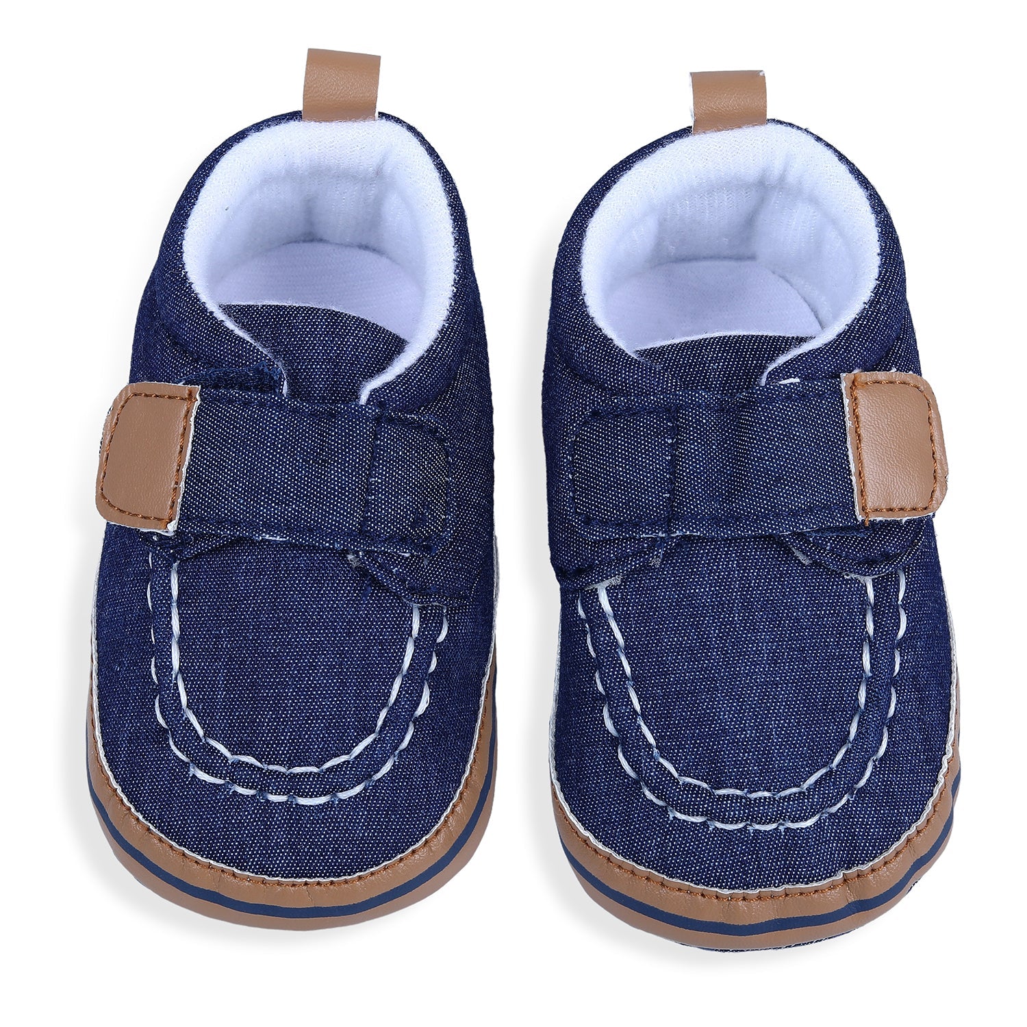 Solid Hookloop Stylish And Casual Denim Velcro Booties - Blue