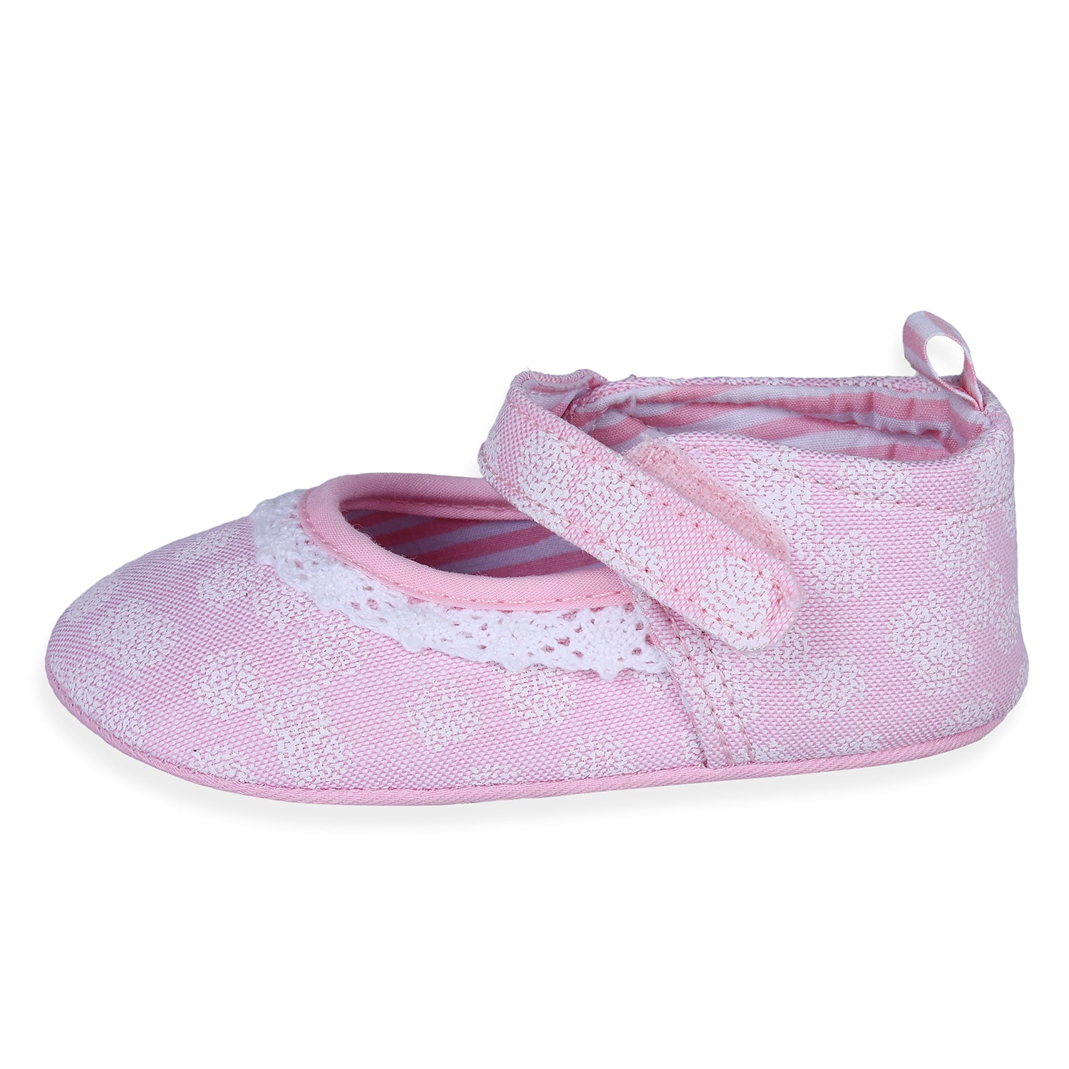 Baby Moo Textured Hookloop Premium Infant Girls Anti-Slip Ballerina Shoes - Pink