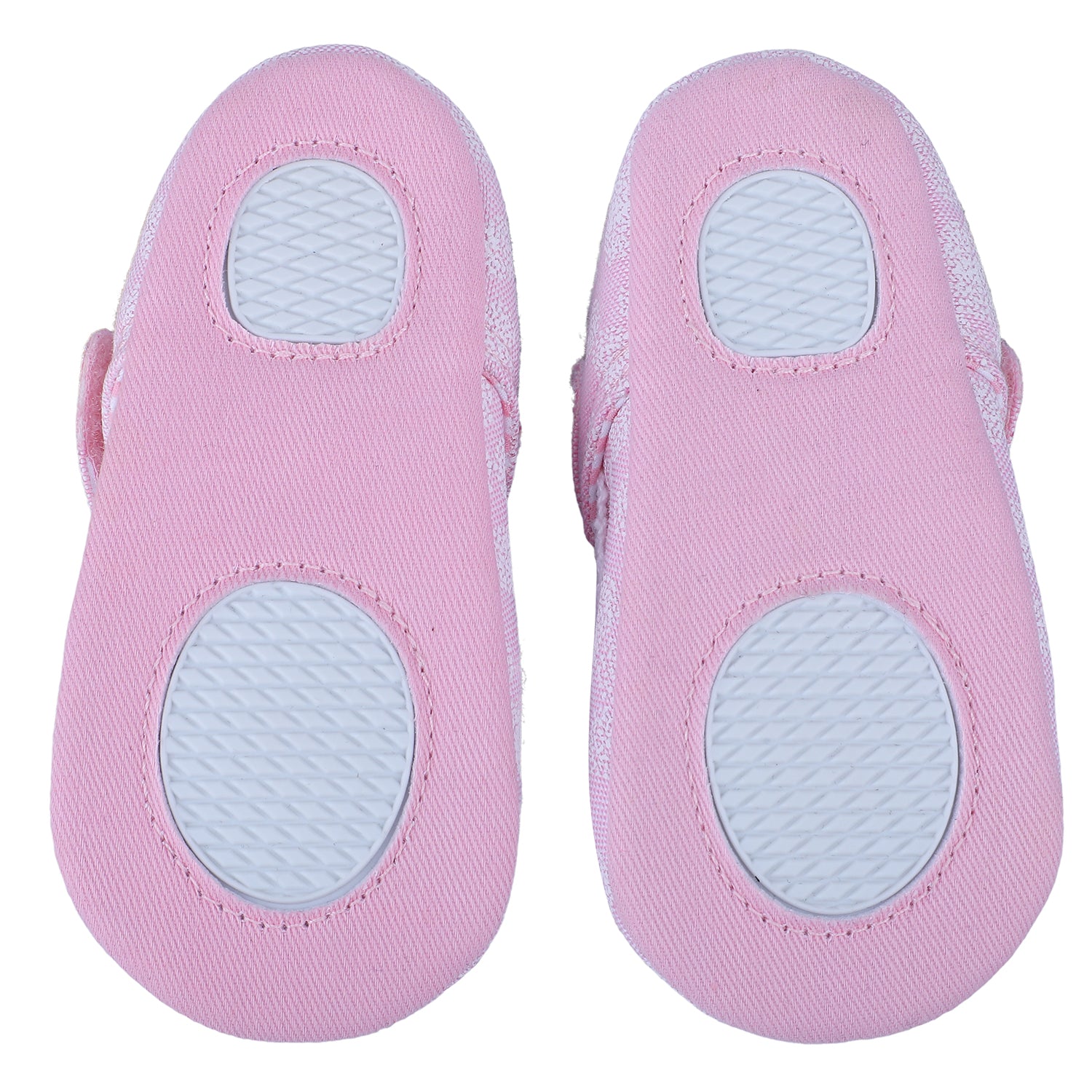 Baby Moo Textured Hookloop Premium Infant Girls Anti-Slip Ballerina Shoes - Pink