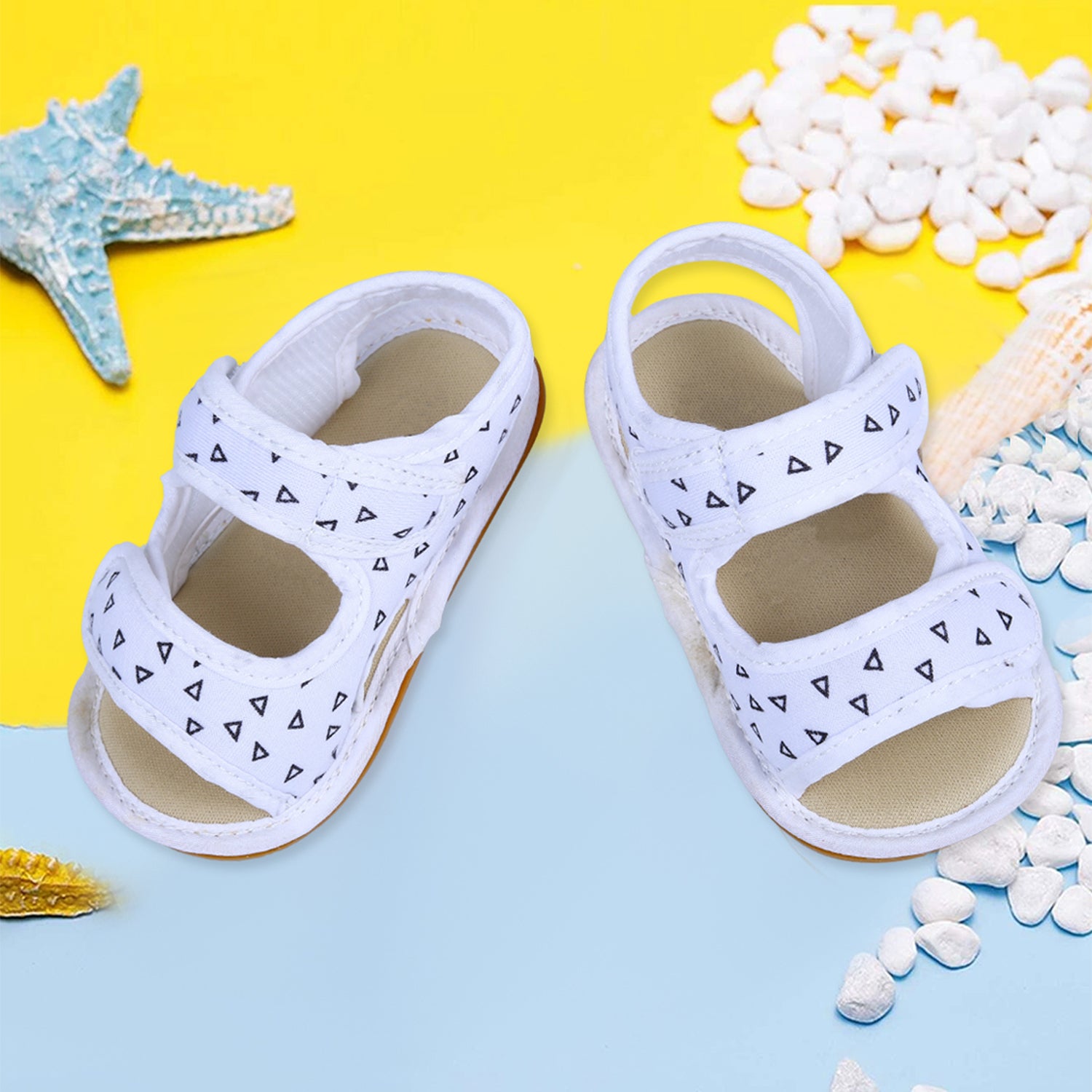 Baby Moo Triangle Comfortable Anti-skid Floater Sandals - White