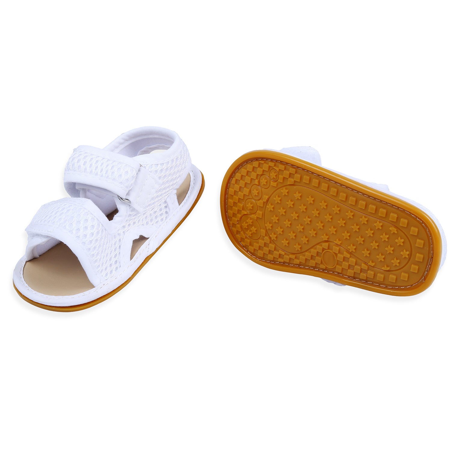 Baby Moo Solid Hookloop Comfortable Anti-skid Floater Sandals - White