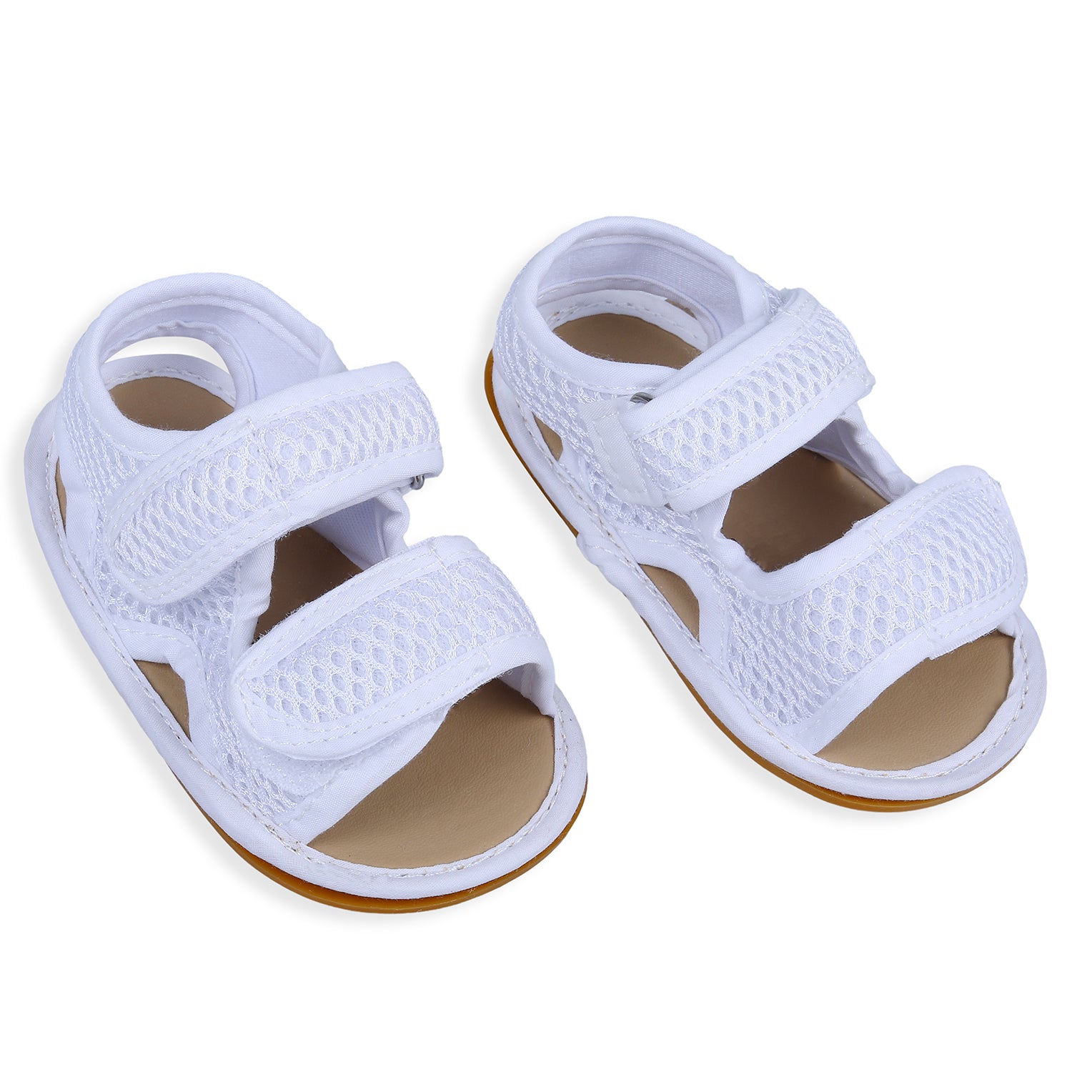 Baby Moo Solid Hookloop Comfortable Anti-skid Floater Sandals - White