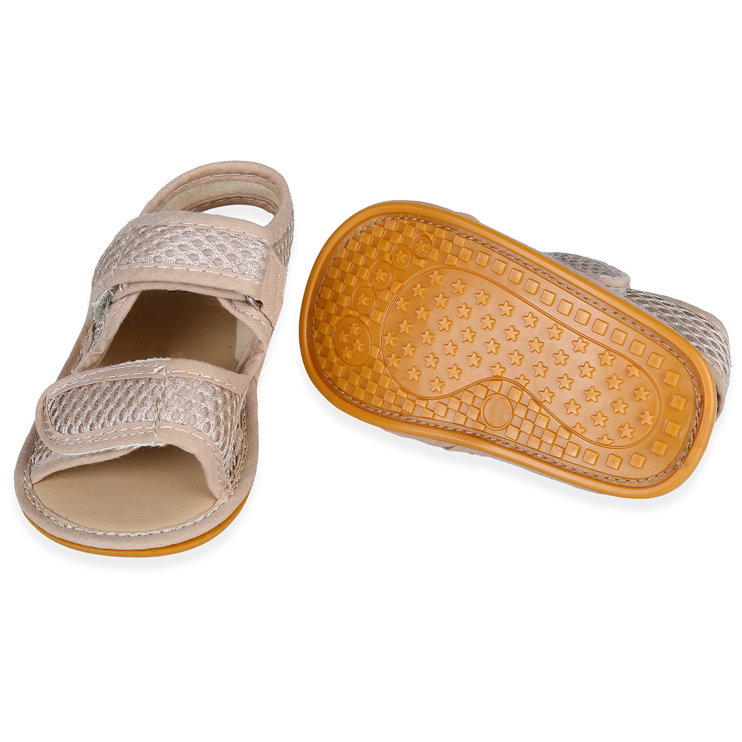 Baby Moo Solid Hookloop Comfortable Anti-skid Floater Sandals - Beige